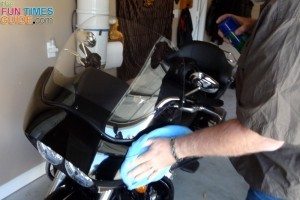 Clear View Plastic & Glass Cleaner can be used on all painted surfaces... including motorcycles! photo by Lynnette at TheFunTImesGuide.com clear-view-cleaner-for-motorcycles