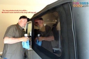 It's like there's a protective barrier on the Jeep window now that's not sticky or filmy... just smooth and shiny! photo by Lynnette at TheFunTimesGuide.com clear-view-polish-and-protectant-works-magic