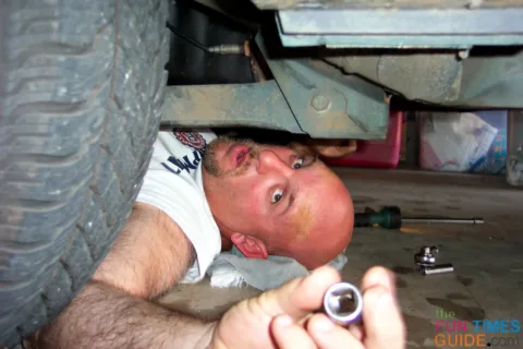 Fixing a leaky transmission on the Jeep.
