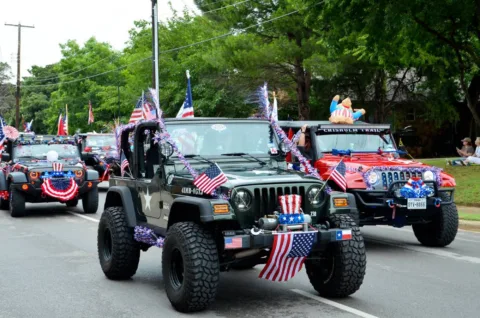 Some Jeep clubs participate in holiday parades. 
