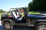Jim enjoying the top down on his old 1990 Jeep Wrangler YJ.